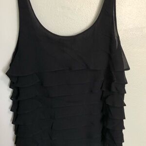 Black Ruffled Sleeveless Top